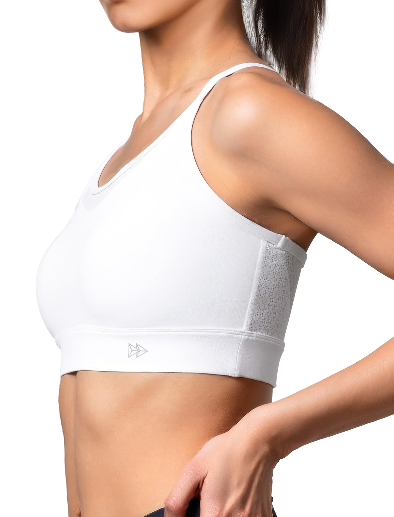 Yvette Reggiseno sportivo leggero da donna, coppa fissa 3D, maglia a rete, per yoga, allenamento, con spalline sottili