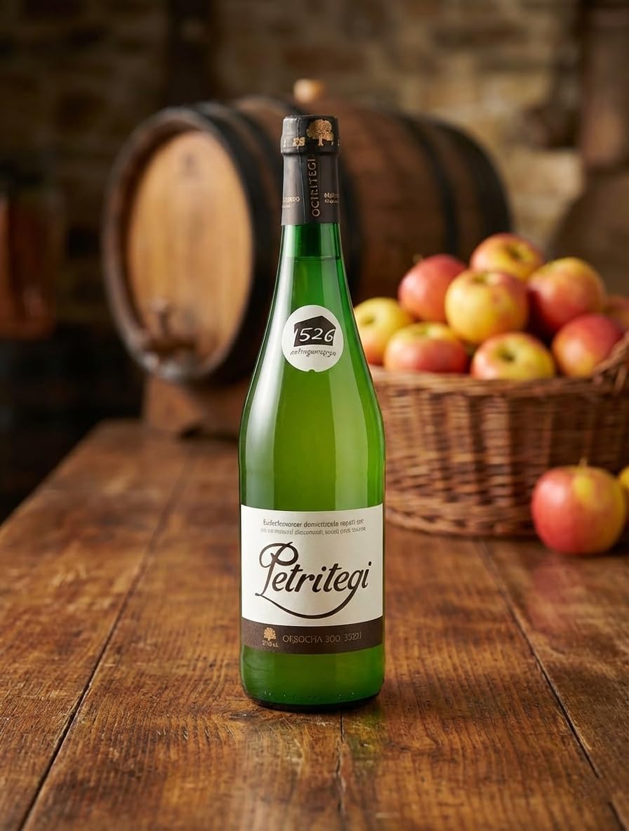 Petritegi Gorenak 12 Botellas de 75 cl – Sidra Natural con Tapón Escanciador, Elaborada con Mezcla de Manzanas Sidreras, Sabor Auténtico y Fresco, 6% Vol.