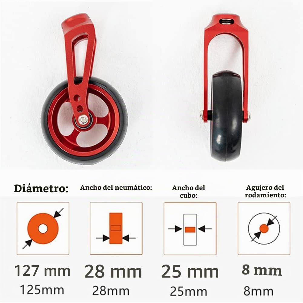LekLai Rueda de Repuesto para Silla de Ruedas, Ruedas Delanteras para Silla de Ruedas de 5 Pulgadas, Accesorios para Sillas de Ruedas Deportivas, Rueda de Repuesto Delantera, Rueda Universal No Infl