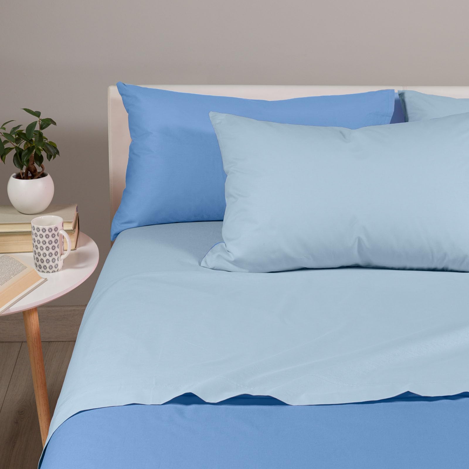 Caleffi 63527 Cotone Bikolor Copriletto Lenzuola per Matrimoniale Letto, Avio