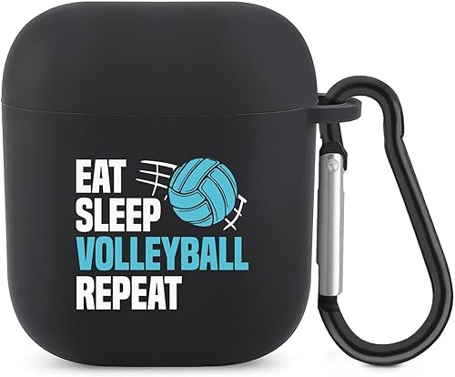 Eat Sleep - Funda protectora portátil para auriculares con llavero compatible con AirPods 1 y 2