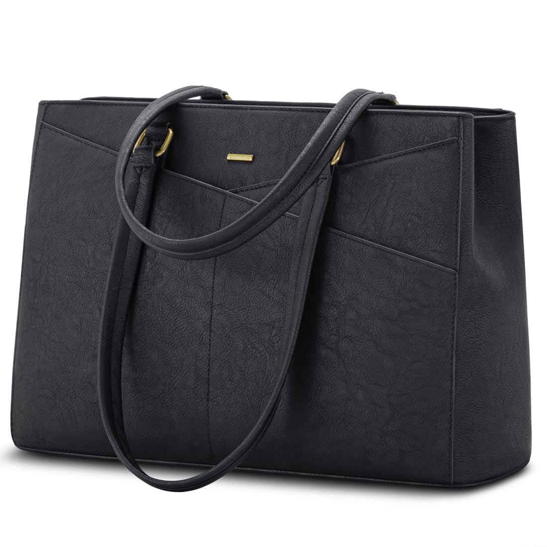 LOVEVOOK Laptop Bag for Women 15.6 Inch Tote Bags Waterproof Leather Briefcase Computer Women Business Office Work Bag,Vintage Black