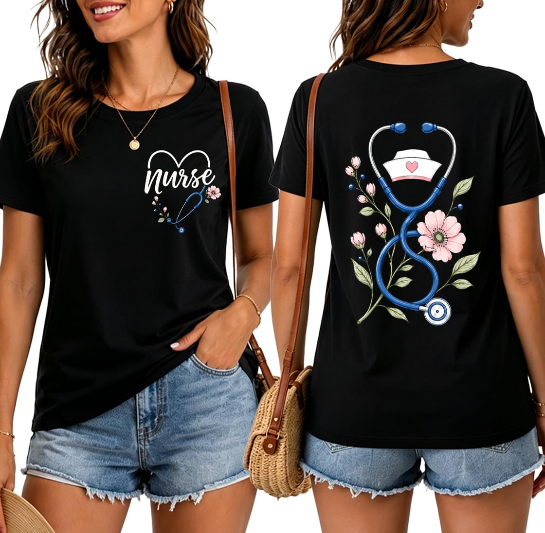 Nurse Shirts for Women Boho Floral Nurse Life T Shirt