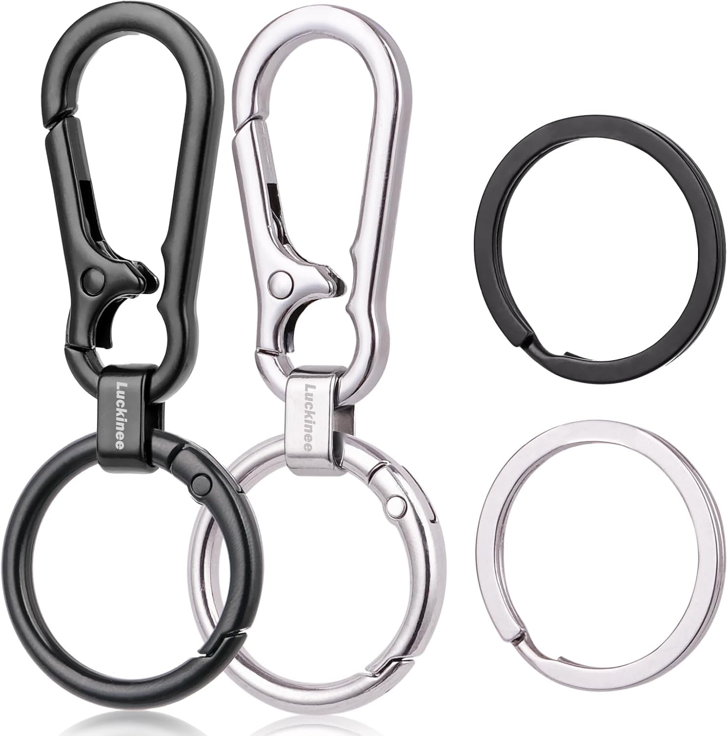 LUCKINEE Metal Keychains Key ring with Carabiner Clip, Spring O Ring for Men Women, Quick Release Metal Key Ring Organizer