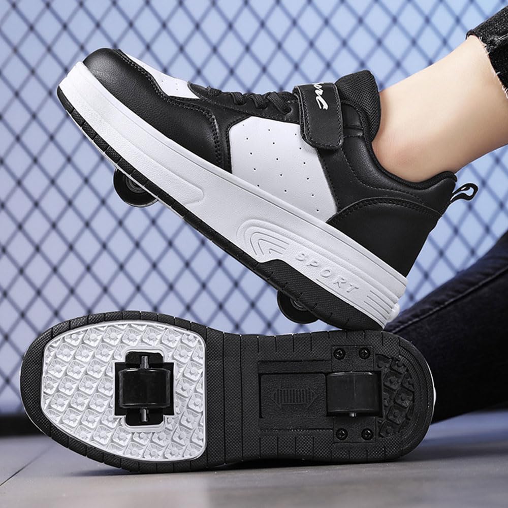 Hiseng Chaussure Roller Fille 28-40EU, Basket Roller pour Enfan Chaussure a Roulette Garcon Chaussure a Roulette Fille Garçons Chaussures Roller Roues Basket a Roulette Adolescents pour Extérieur