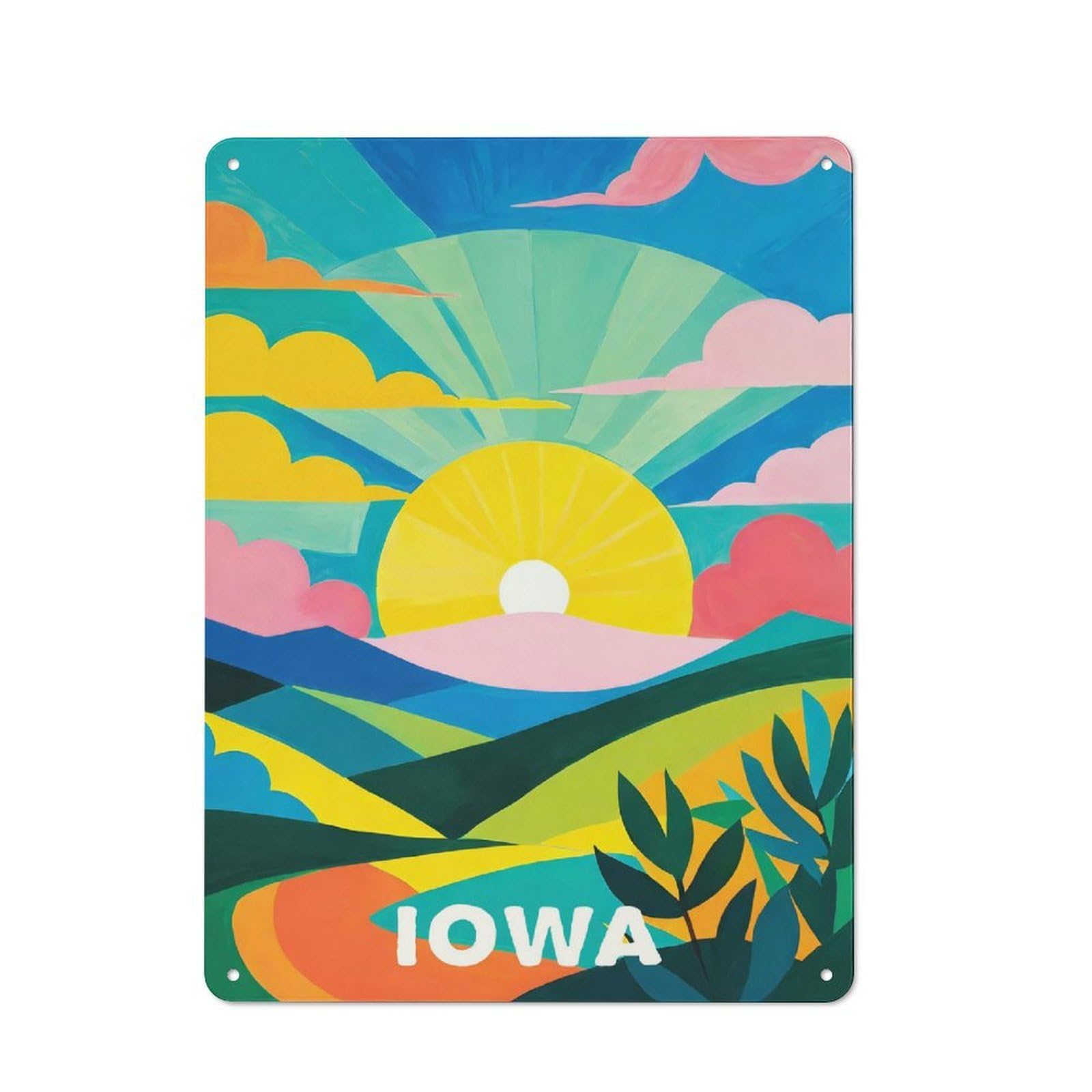 Nostalgic Colorful Iowa Sunset Decorative Tin Sign 40x30cm, Vintage Wall Decor for Lounge, Study, Pub Or Wall Gallery