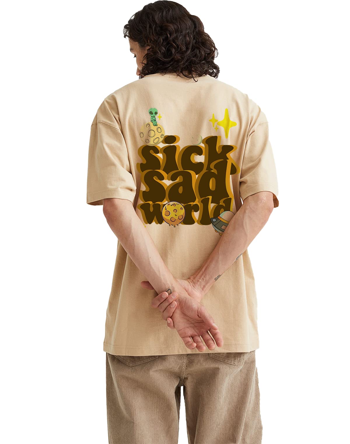 BesickGraphic Oversized Back Printed Cotton Tshirt Unisex