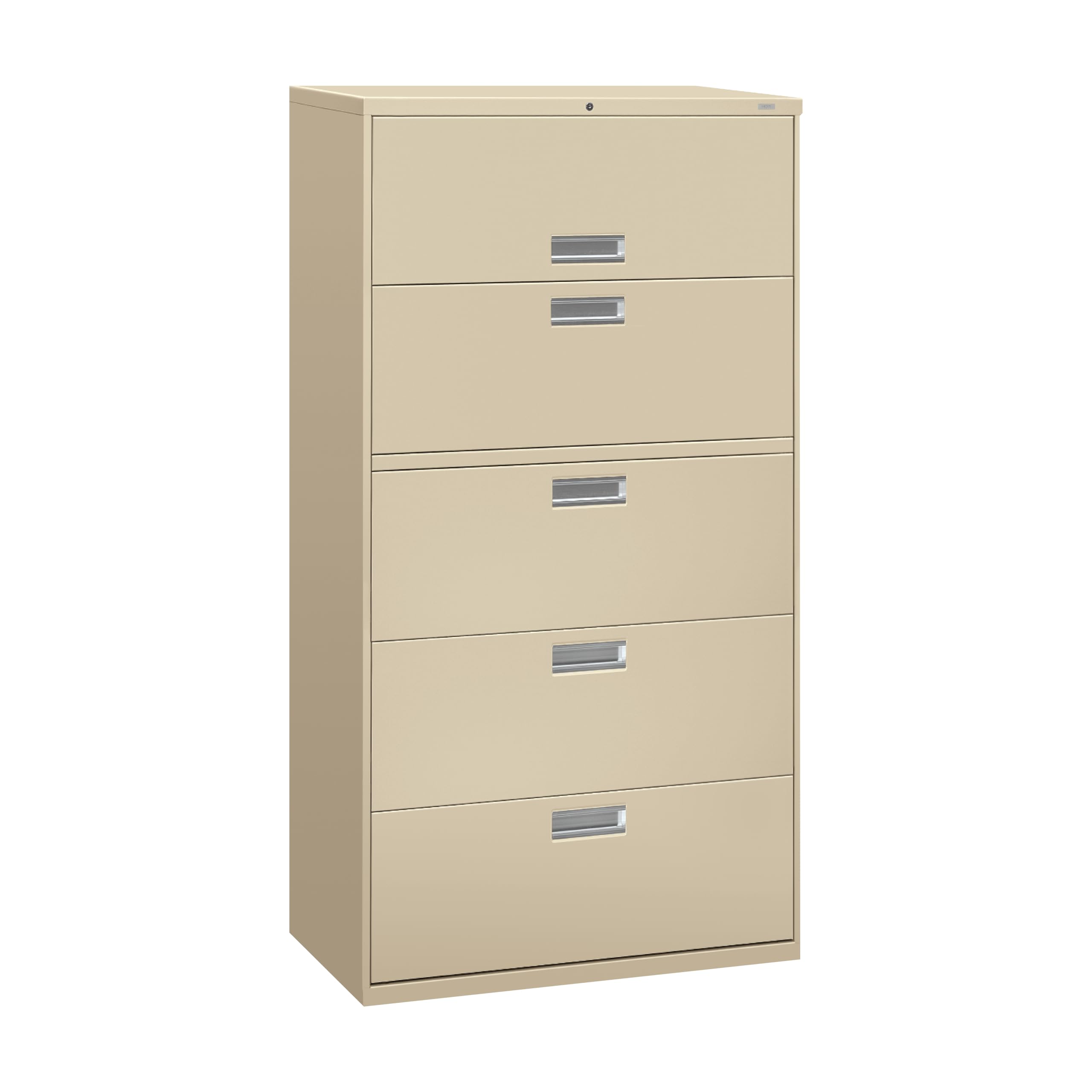 HON 5 Drawer Lateral File Cabinet with Lock, Metal Filing Cabinets for Offices, Adjustable Hangrails for A4, Legal, Letter Files, 18" Deep, Putty
