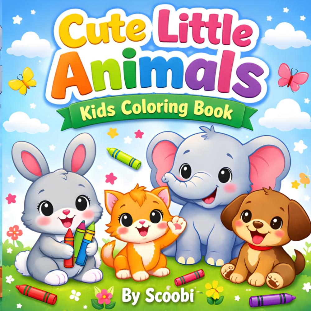 Cute little animals: kids coloring book