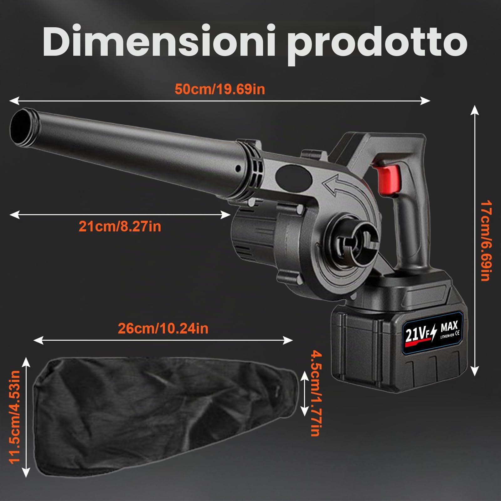 Soffiatore Aspiratore Foglie 21V Soffiatore Foglie Elettrico Senza Filo con 2 * 3000mAh Batterie Caricabatteria 250 m³/h 18000 rpm Soffiatori per Foglie Auto Prato Polvere