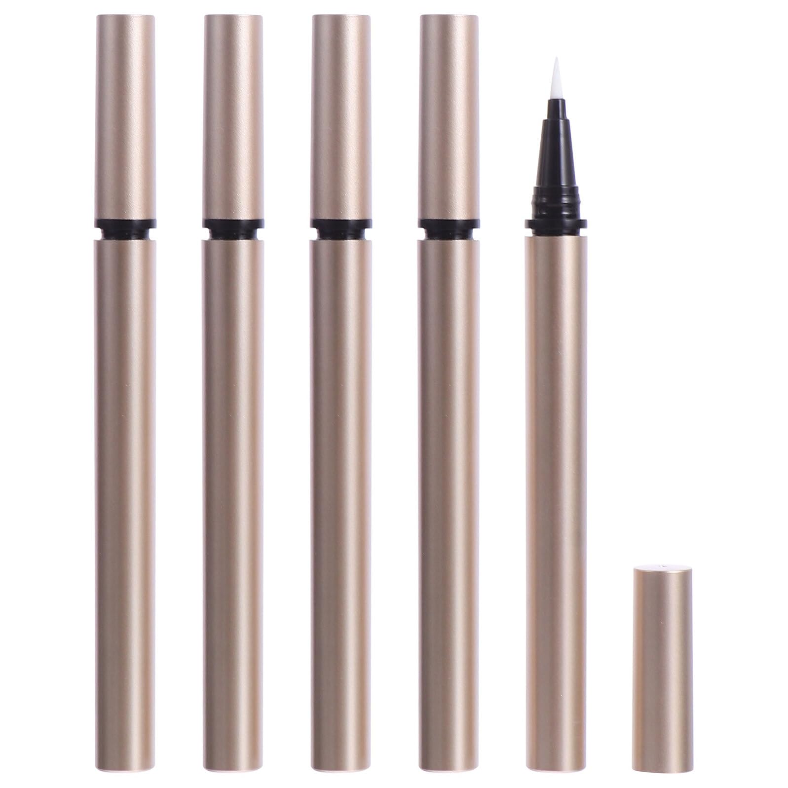 Penna Eyeliner Liquida 1 Ml Tubetto Vuoto Ricaricabile 5 Pezzi Applicatore Pennello Sigillato Ermetico per Trucco Professionale e Uso Viaggio