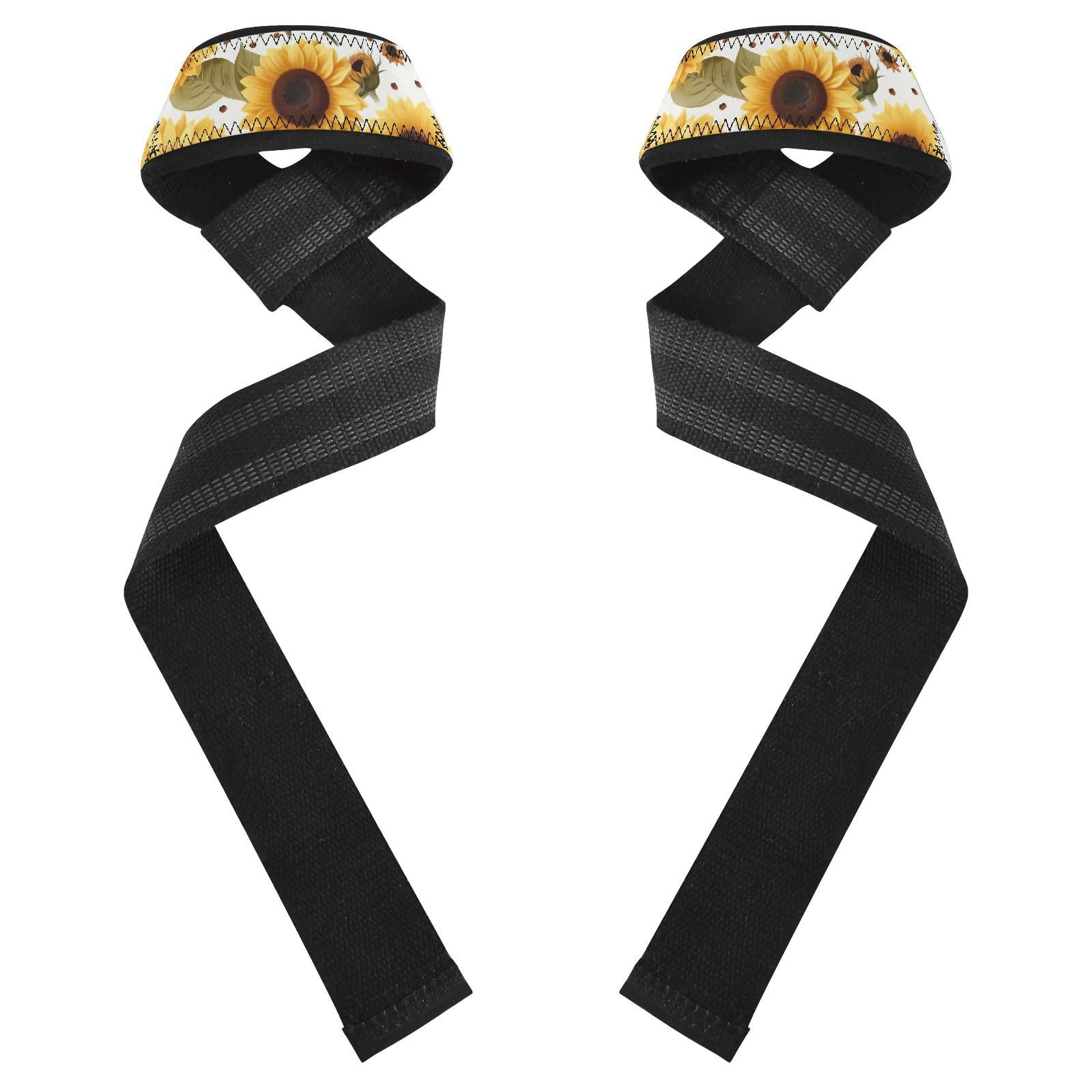 Nander Sunflower Wrist Straps for Weightlifting,Lifting Straps with Neoprene Cushioned Wrist Padded and Anti-Skid Silicone for Strength Training,Bodybuilding,Deadlifting