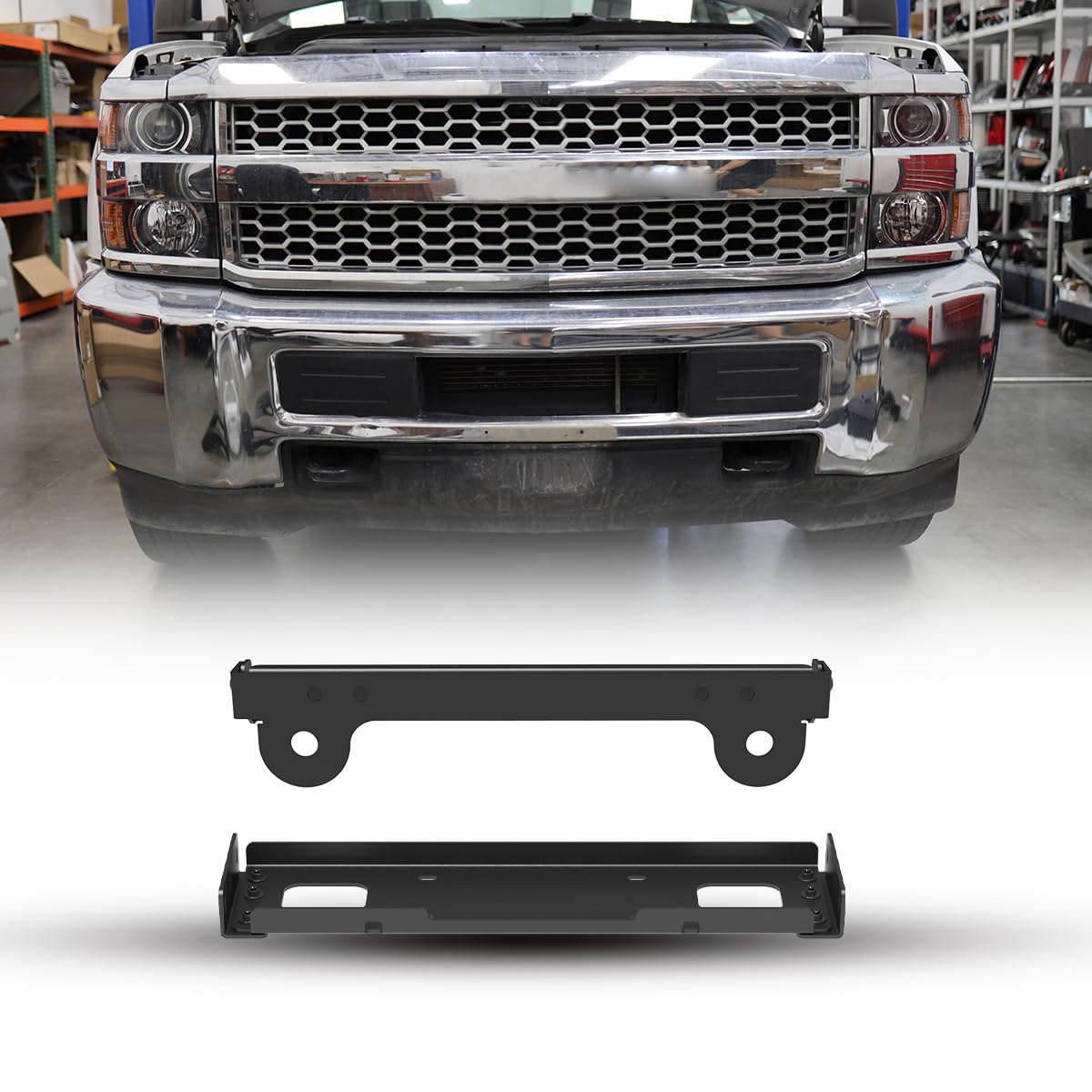 I1MOTOR Front Winch Mount Bracket for 2015-2019 Chevy Silverado 2500/3500/2500 HD/3500 HD with 12,000 lbs Winch Capacity, Winch Plate Built with Heavy Duty Steel [Only Fit Our Specific Bumper]