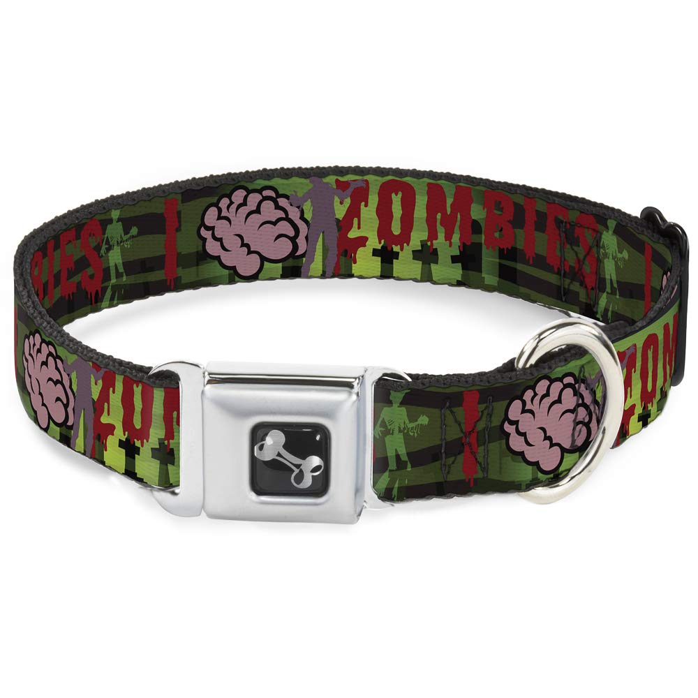 Collier de chien os Brain Zombies Buckle Down réglable de 15 à 66 cm