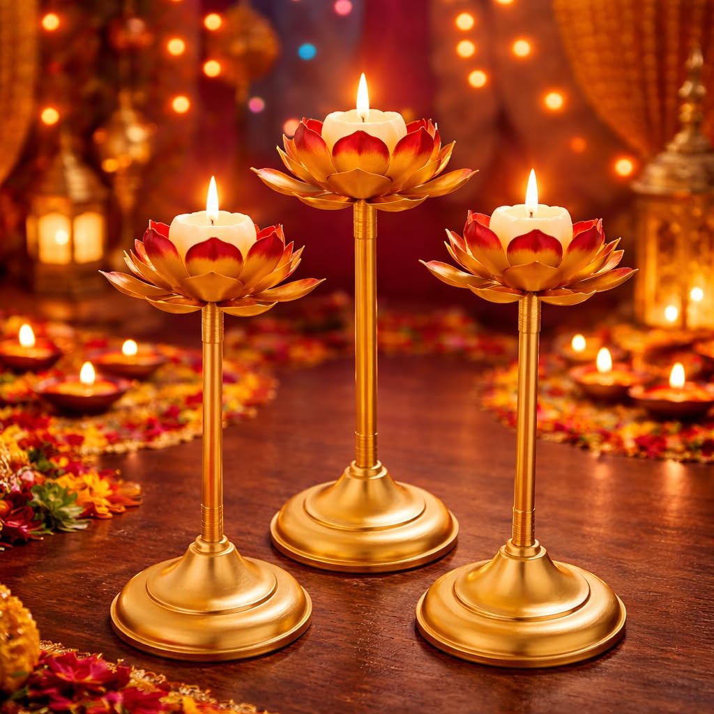 3-Piece Lotus Tealight Holder Set