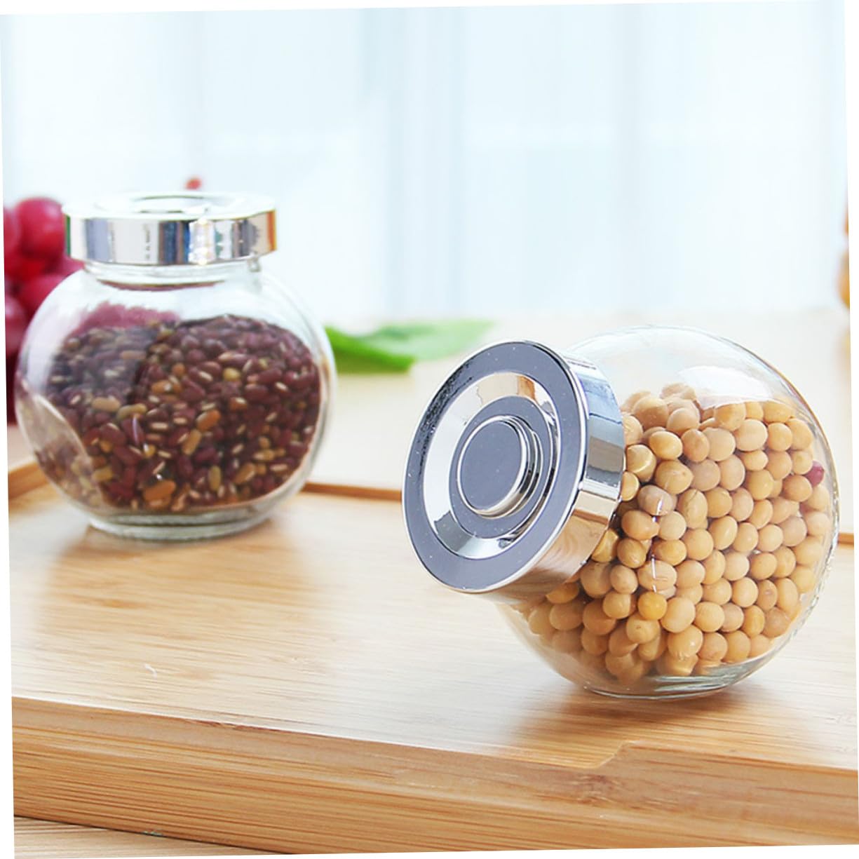 Toyvian 8 Stück Luftdichte Glas Vorratsdosen zur Aufbewahrung von Lebensmitteln mit Transparenter Oberfläche und Leichtem Design für Küche