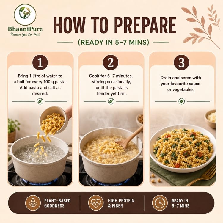 Image of Chickpea Pasta | High Protein, Vegan & Gluten-Free | No Maida, No Rice | Chickpea Fusilli Pasta (500g)