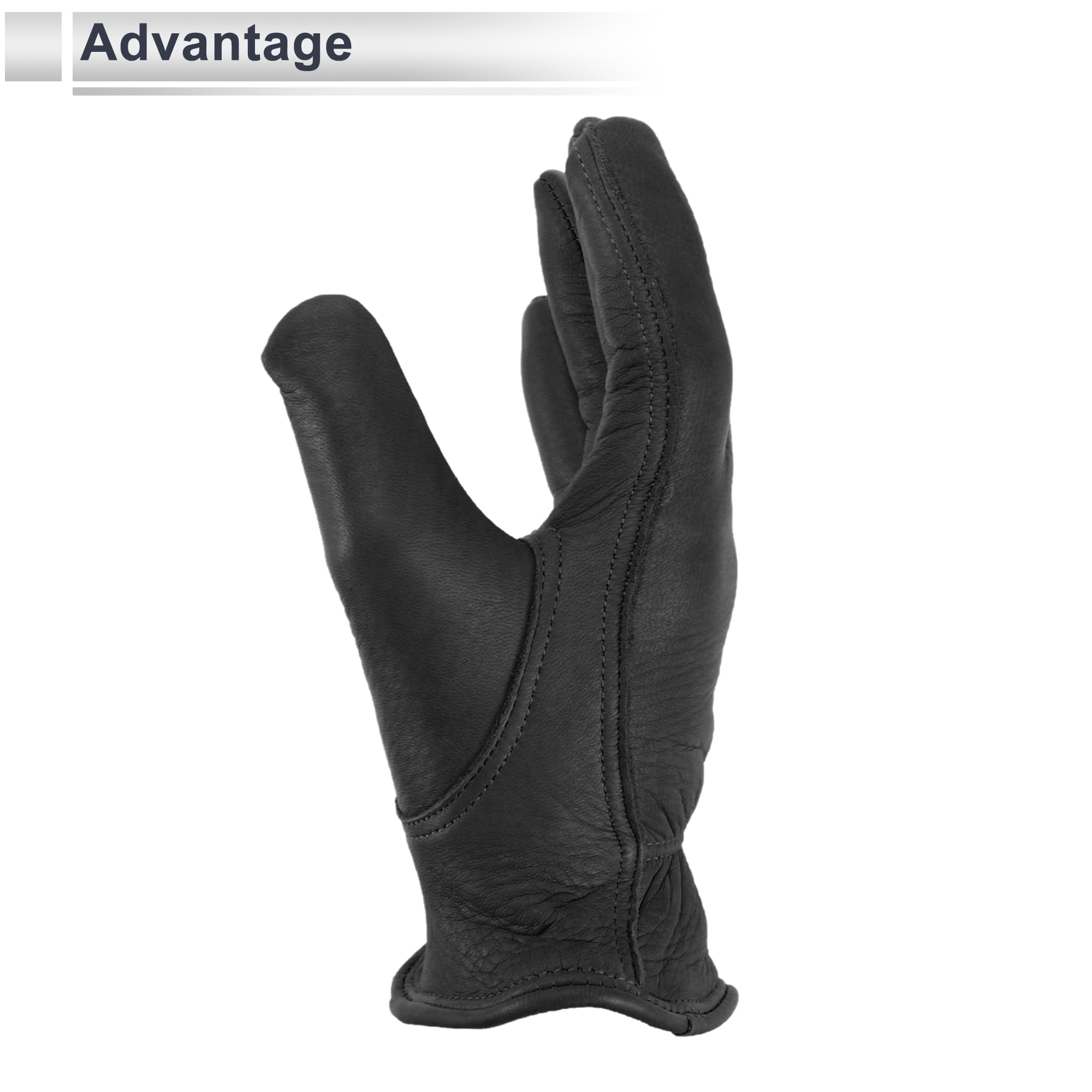 Guanti Moto Traspiranti A Dita Intere 1 Coppia Pelle Di Cervo | Taglia XL, Lungh. 8.3", Larg. Palmo 3.9-4.3", Antivibrazione, Presa Salda, Per MTB, Motocross, ATV, Dirt Bike, Guida