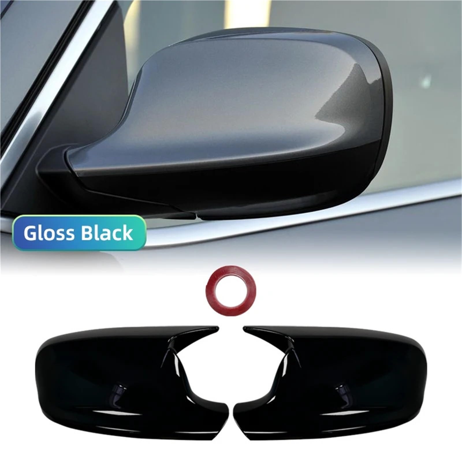 Auto Spiegelkappen Für X3 F25 X1 E84 Pre-LCI 2010–2013 | Schwarzer Carbon Style Rückspiegel-Abdeckkappen-Koffer(Gloss Black)