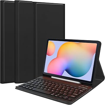 Keyboard Case for Samsung Galaxy Tab S6 Lite 10.4inch 2024/2022/2020, Magentic Protective Cover with S-Pen Holder, Detachable Wireless Bluetooth Keyboard, Black
