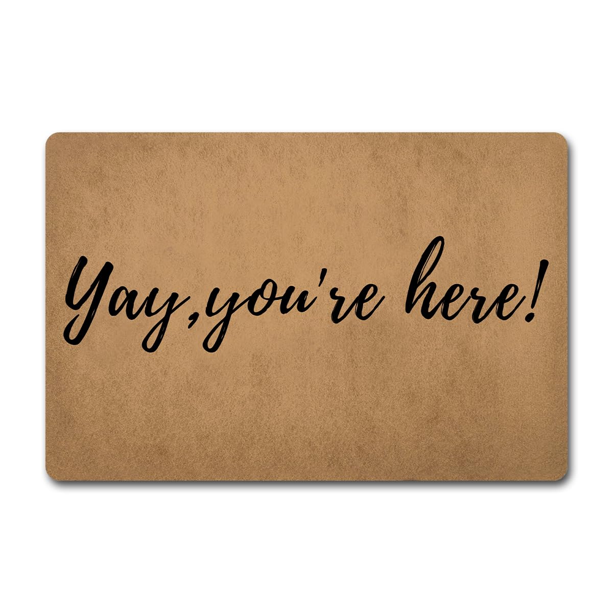 Funny Welcome Doormat 'Yay, You're Here' (23.6 X 15.7 in) Monogram Kitchen Rug With Anti-Slip Rubber Back - House Warming Gift for Entrance Way Indoor Front Door Decor Porch
