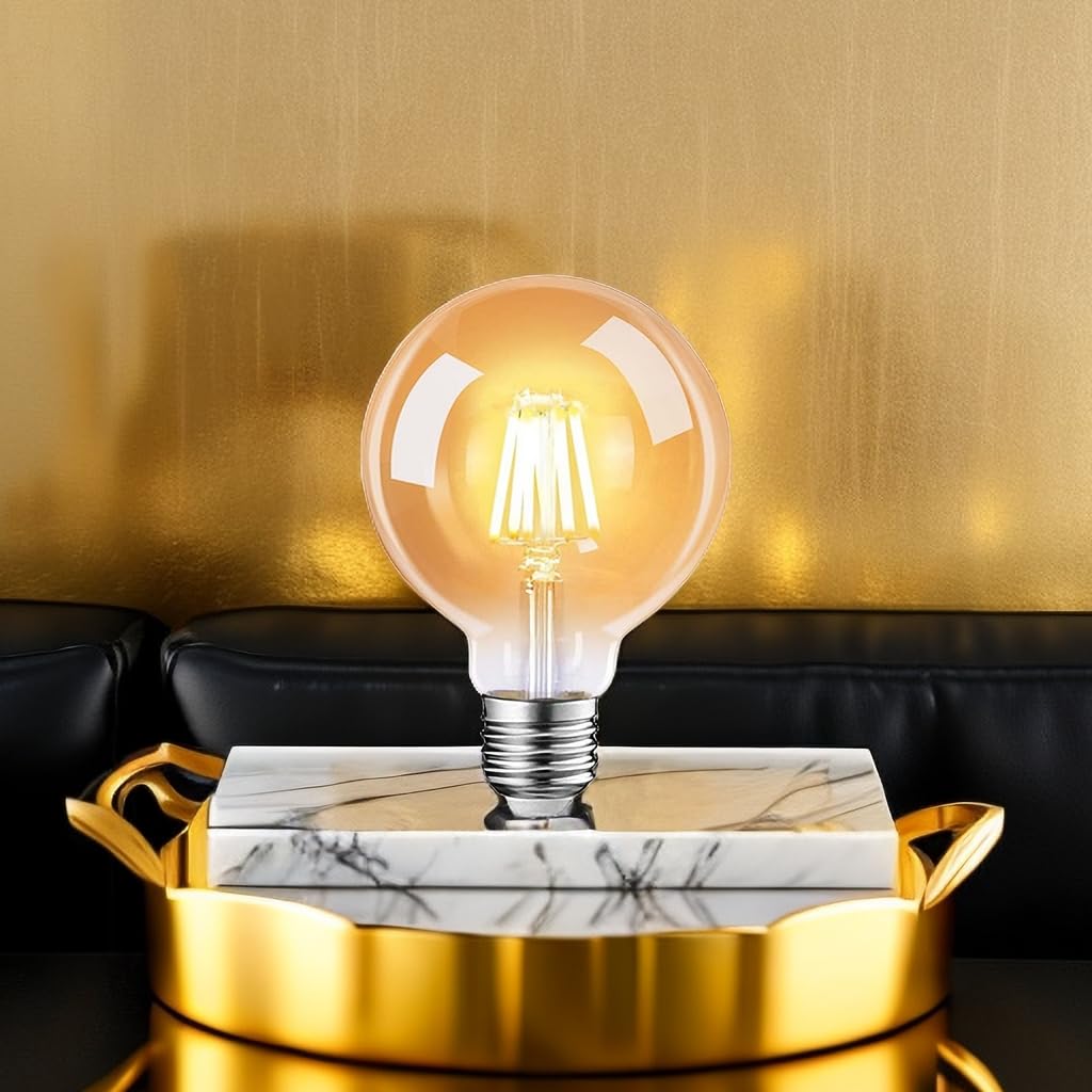 6 Pezzi LED Lampadina Vintage Edison E27 G80 Globo a Risparmio Energetico AC 220-240V 6W Sostituisce Non Dimmable 60W, Bianco Caldo 2300K 600lm