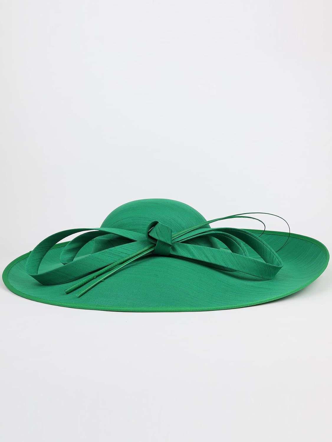 Big Wide Brim Fascinator Hats for Women Ladies Kentucky Tea Party Dress Flat Top Fedoras Hat with Bow Feather