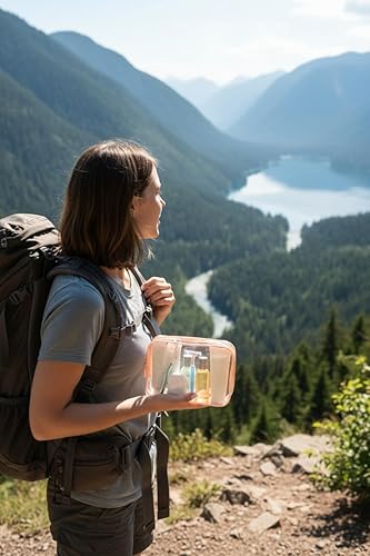 Miniatura 7 de Buminee Bolsa transparente pequeña, bolsa de aseo aprobada por la TSA, bolsas de viaje para artículos de tocador, bolsa de cosméticos para mujeres y