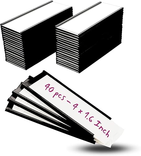 Availey - Paquete de 40 soportes magnéticos para etiquetas de canal "C" para estantes y estantes de metal con películas protectoras y tiras de