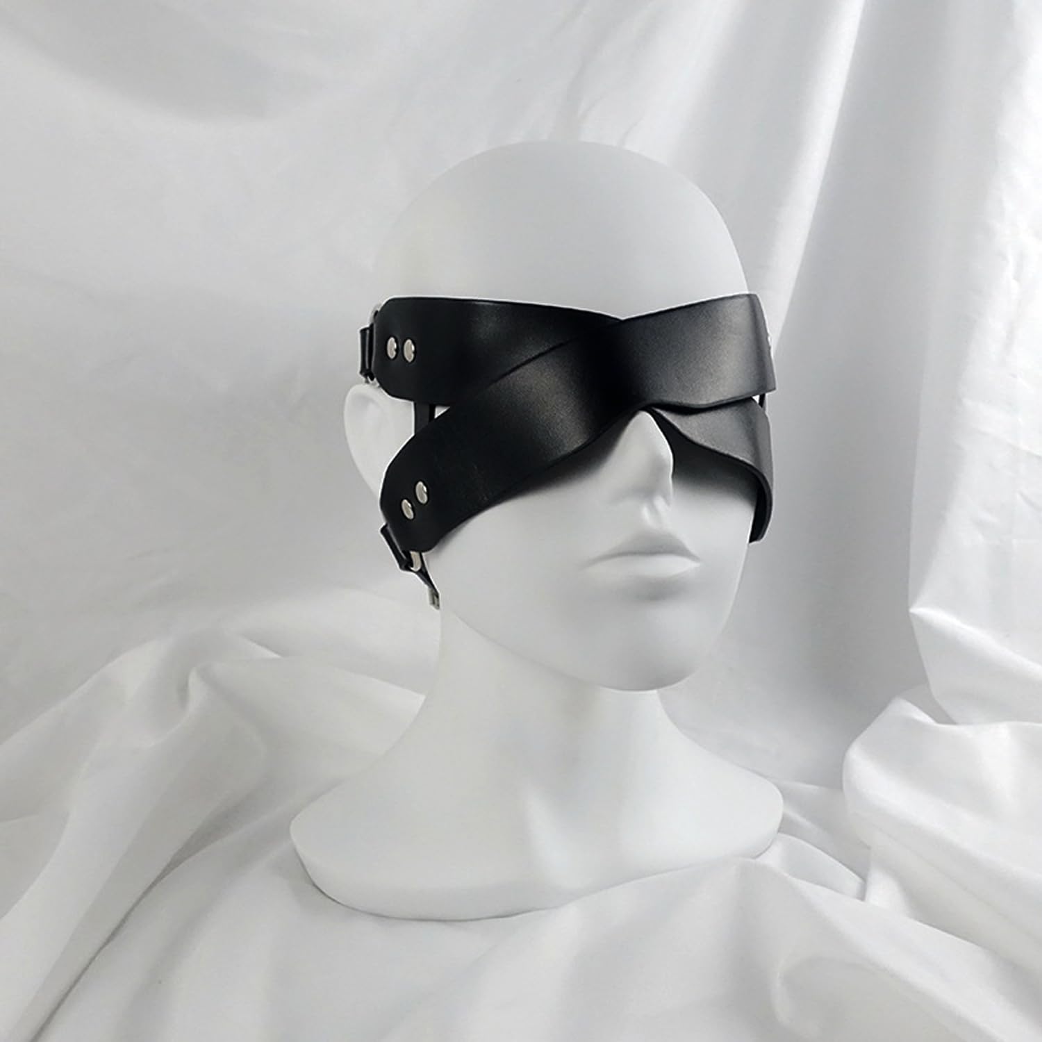 Maschera erotica in pelle nero argento Taglia unica per adulti giochi di ruolo