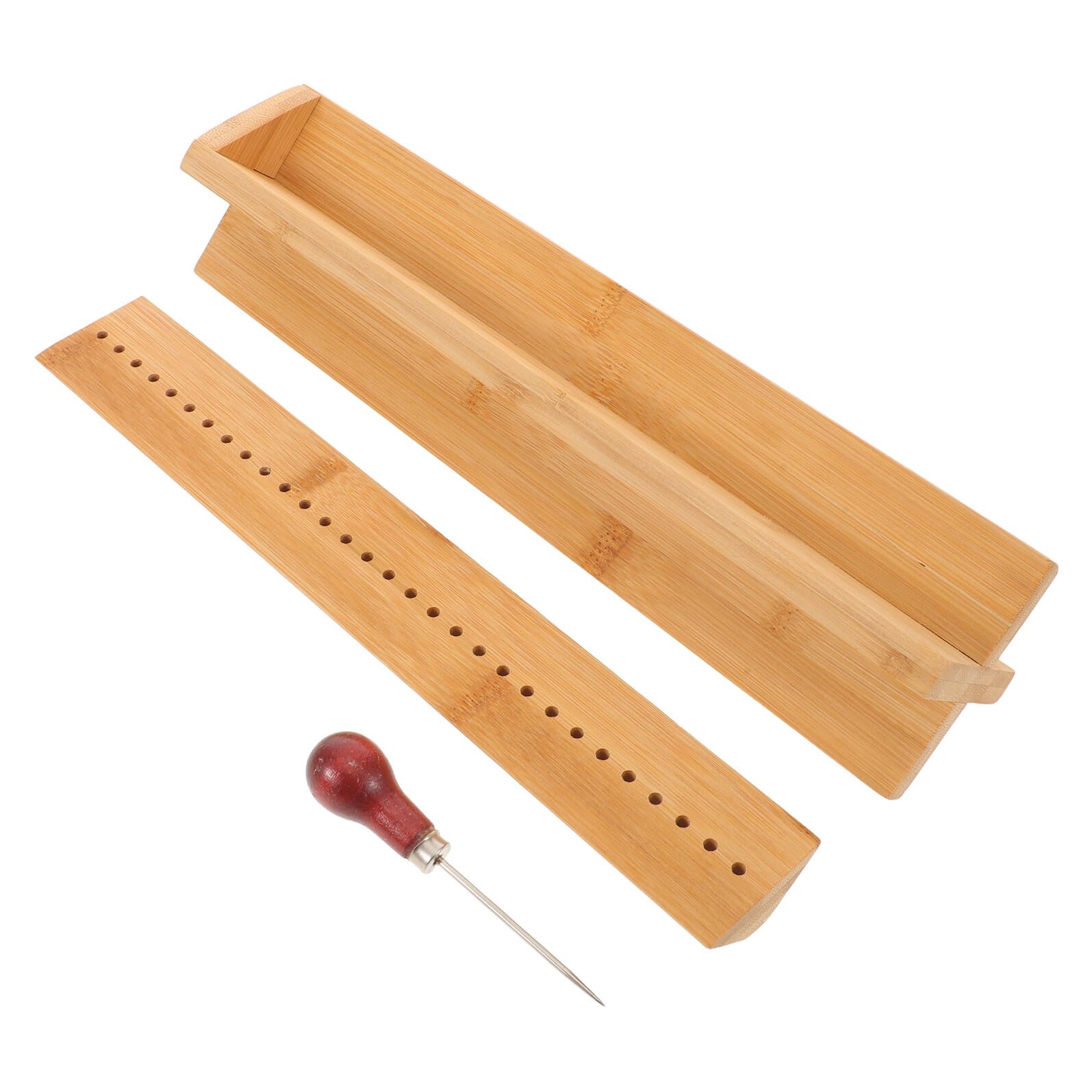 WOONEKY Berceau de Reliure en Bois Portable avec Guide de Piercing et Poinçon en Acier Inoxydable pour Bureau et Maison, Support Stable pour Débutants et Loisirs Créatifs