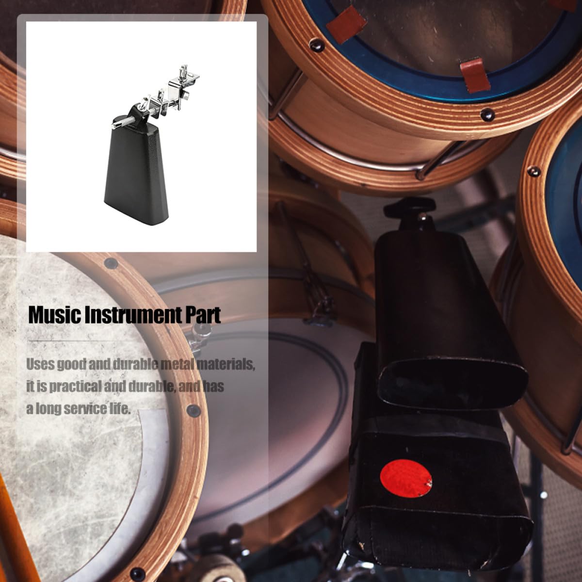 Kit de Cencerro para Batería de Metal Negro, Accesorio Robusto y Seguro para Instrumentos de Percusión, Adecuado para Profesionales y Estudiantes