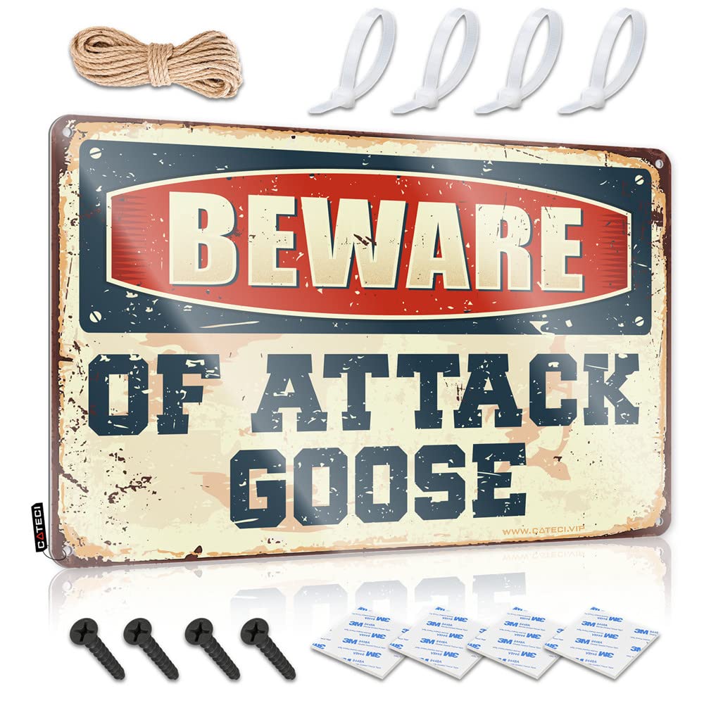 Man Cave Tin Sign Beware Of Attack Goose Sign Bar Signs For Home Bar Decor Funny Signs For Bedro(20X30CM)