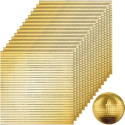 SOUJOY 36000 Pieces Mirror Mosaic Tiles, Gold Self Adhesive Mirror Tiles for Crafts, 5 x 5 mm Glass Mini Square Disco Ball Mirrors for DIY Home Decorations