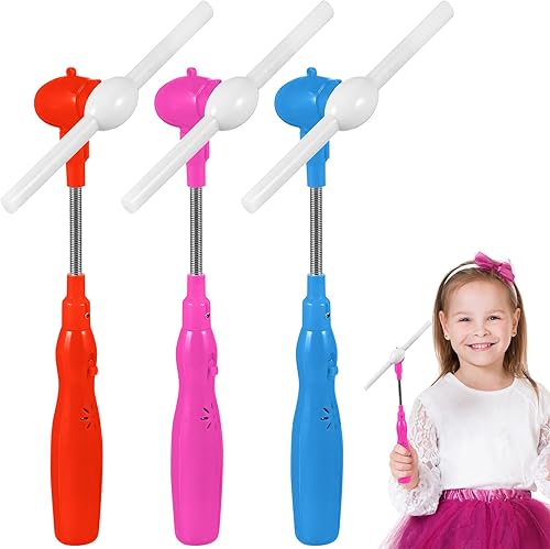 Toyvian 3 varitas brillantes para niños, molino de viento iluminado, molino de viento, molinillos de mano LED, juguete de ventilador con música,