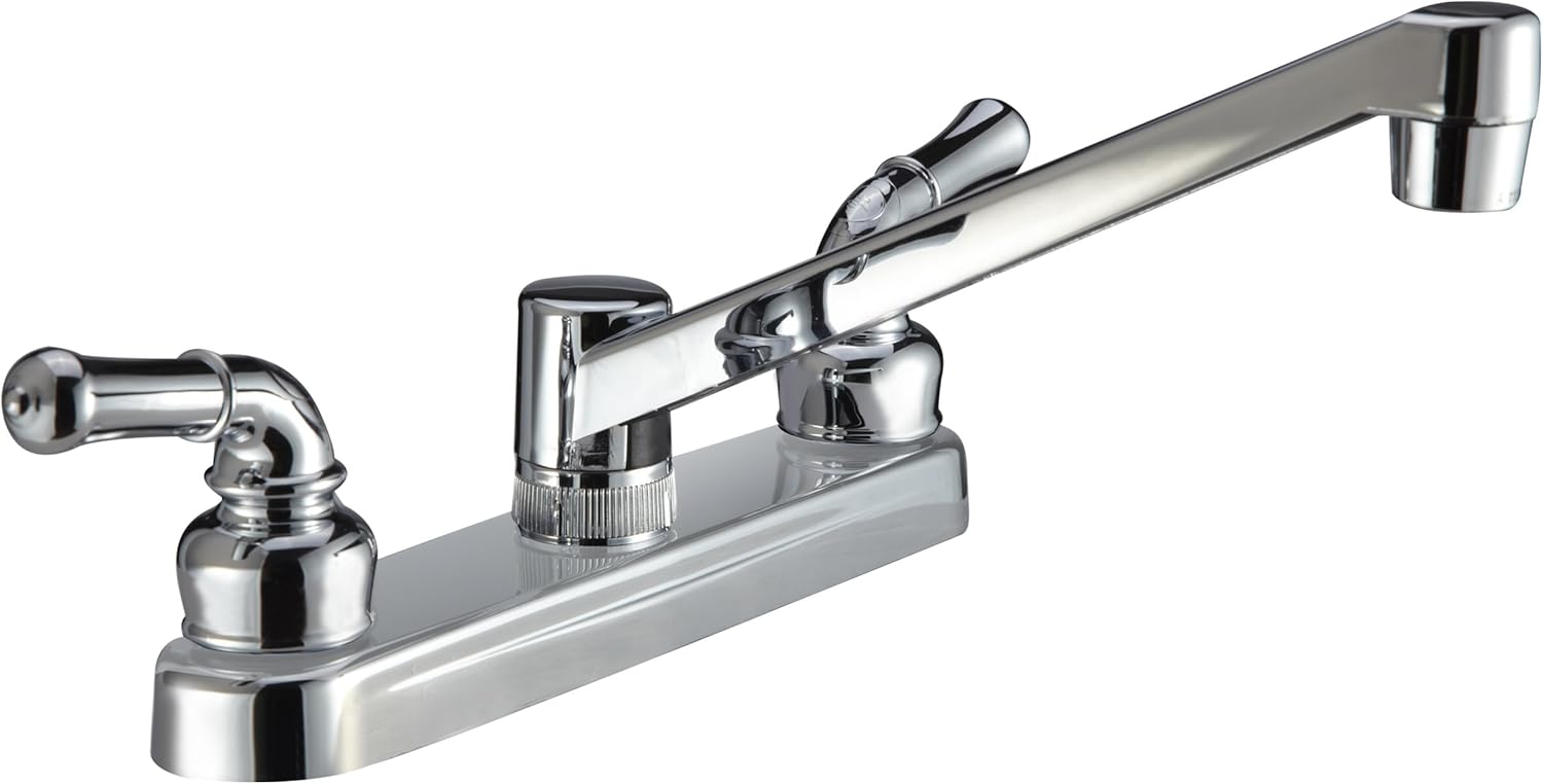 Pacific Bay PBK14CP Kitchen Sink Faucet with Classic Levers Metallic