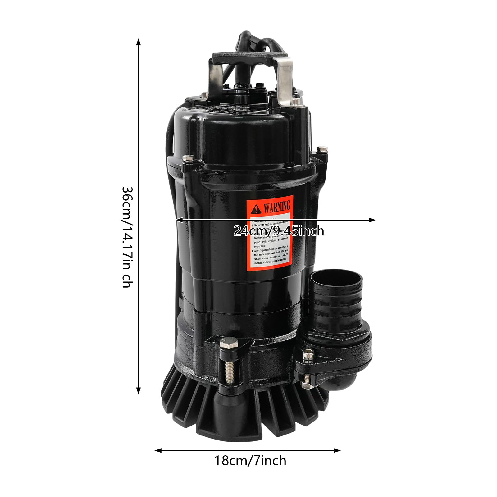 Bomba sumergible negra de 750 W, bomba de agua de 18 m de altura de extracción, bomba de aguas residuales, 19 m³/h, bomba sumergible con función de succión, para piscina, sótano, drenaje