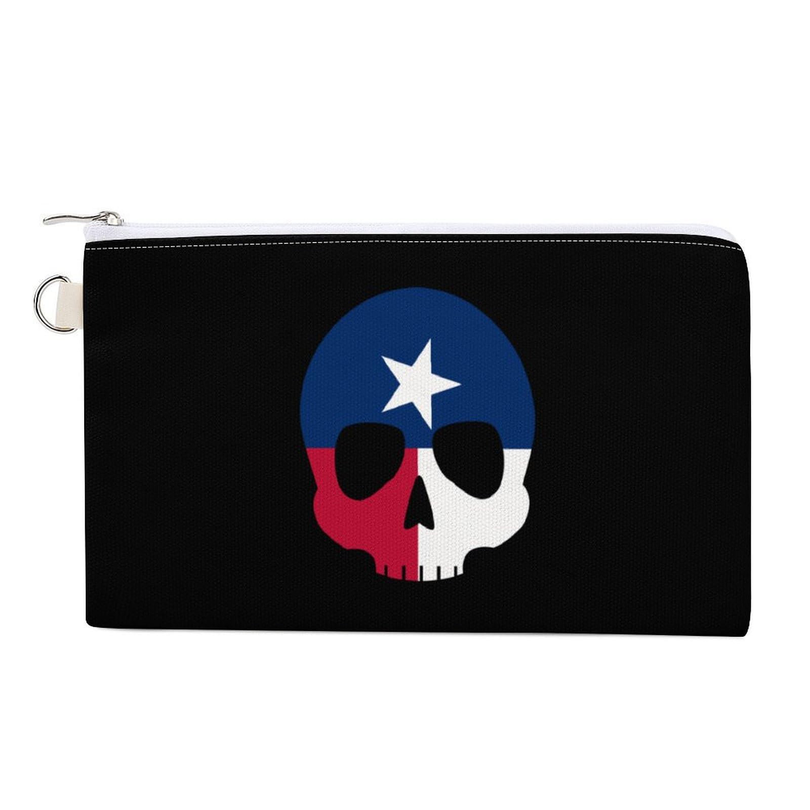 Texas Flag Skull Cute Coin Purse Travel Small Makeup Bag Pencil Pouch 7.4 × 4.6 Inch