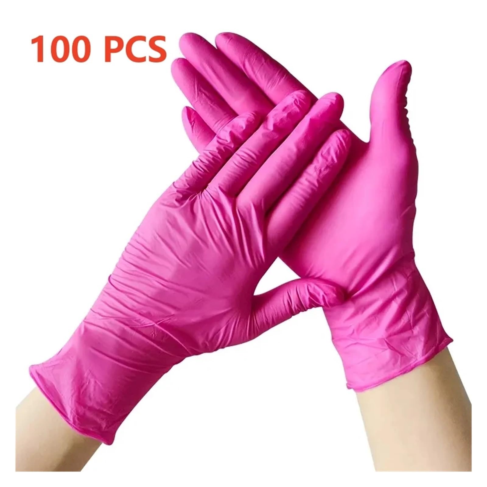 20/50/100 Szt. Fuksja Nitrylowe Jednorazowe Rękawiczki 3,5mil Lateksowe Bezpudrowe Sprzątanie Gospodarstwa Domowego Do Gotowania Kuchnia Ogrodnictwo(Rose Red 100PCS,M)