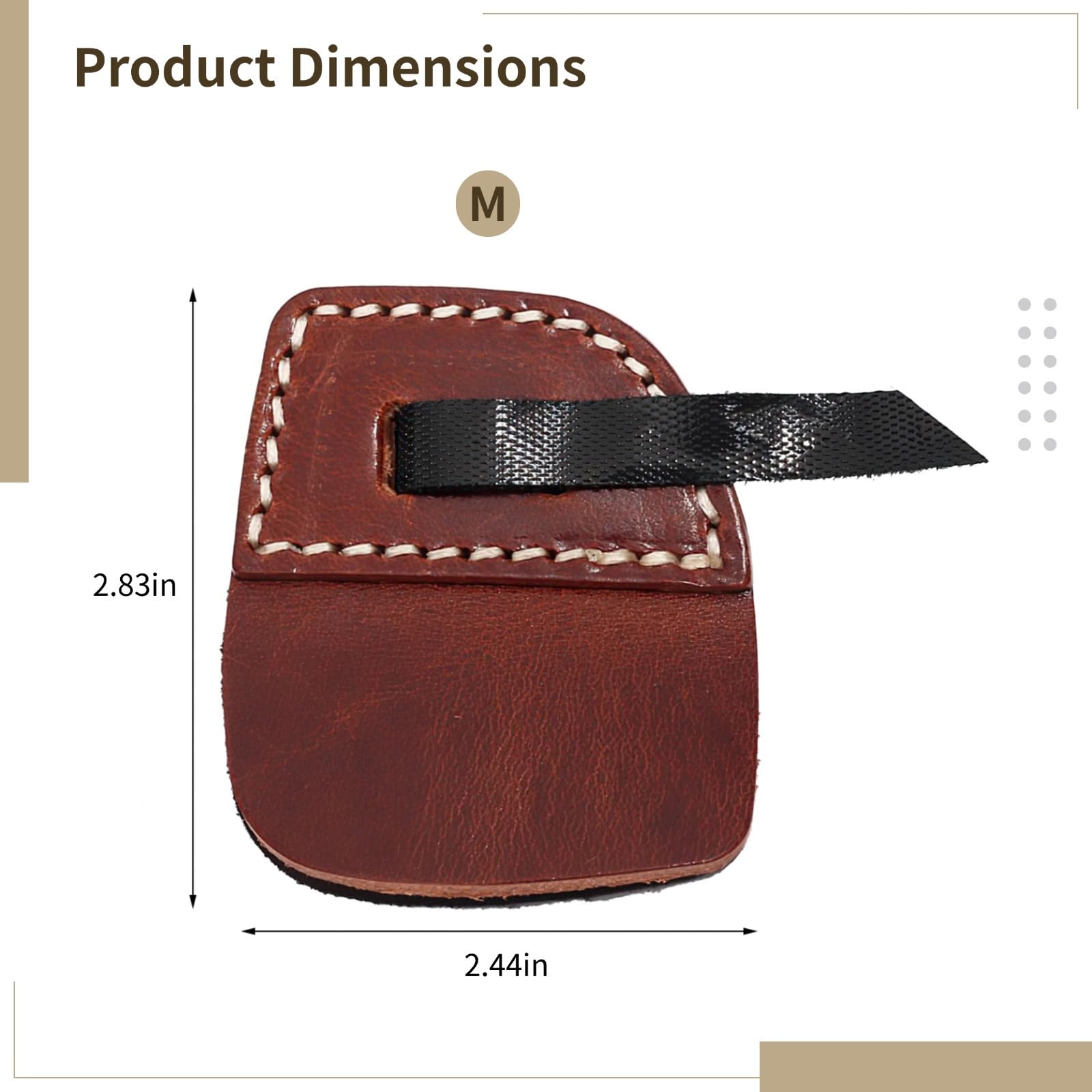 Leather 3-Finger Tab for Archery (2.83X2.44), Adjustable Protection Glove for Recurve and Barebow Archers