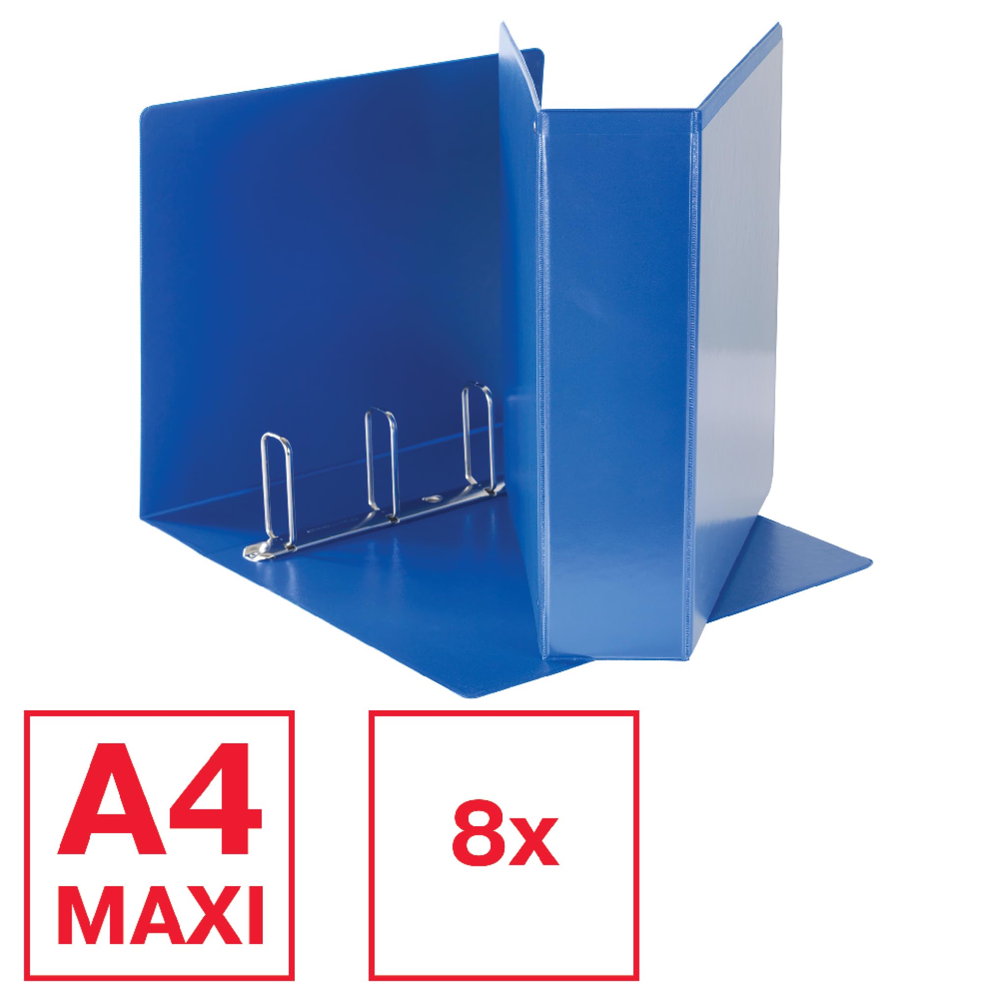 Raccoglitore personalizzabile Display - 4 anelli quadri 65 mm - dorso 8,5 cm - 22x30 cm - blu - Esselte - Conf. 8 Pezzi