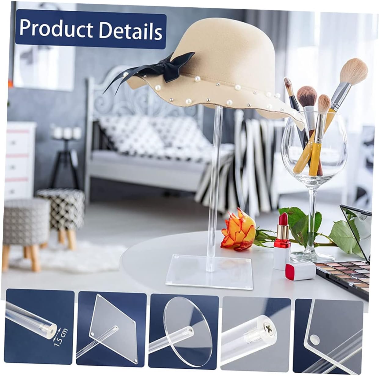 2sets Acrylic Hat Display Rack Multi-functional Jewelry Organizer for Caps Earrings Necklaces and Bracelets for Bedroom and Store Use