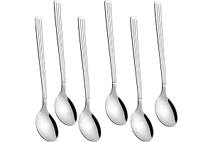 Espresso Spoons Set of 6 Premium, 6.5” Iced Tea Spoons with Durable...
