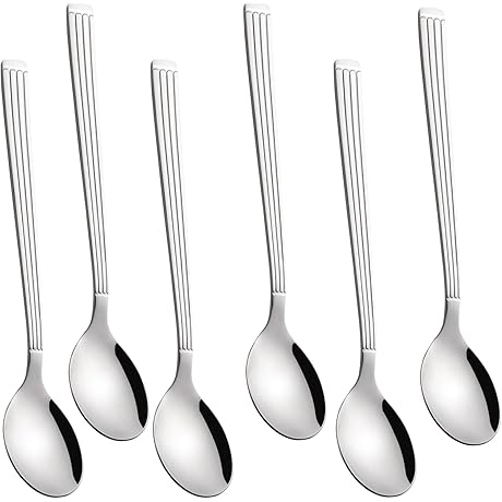 Espresso Spoons Set of 6 Premium, 6.5” Iced Tea Spoons with Durable...