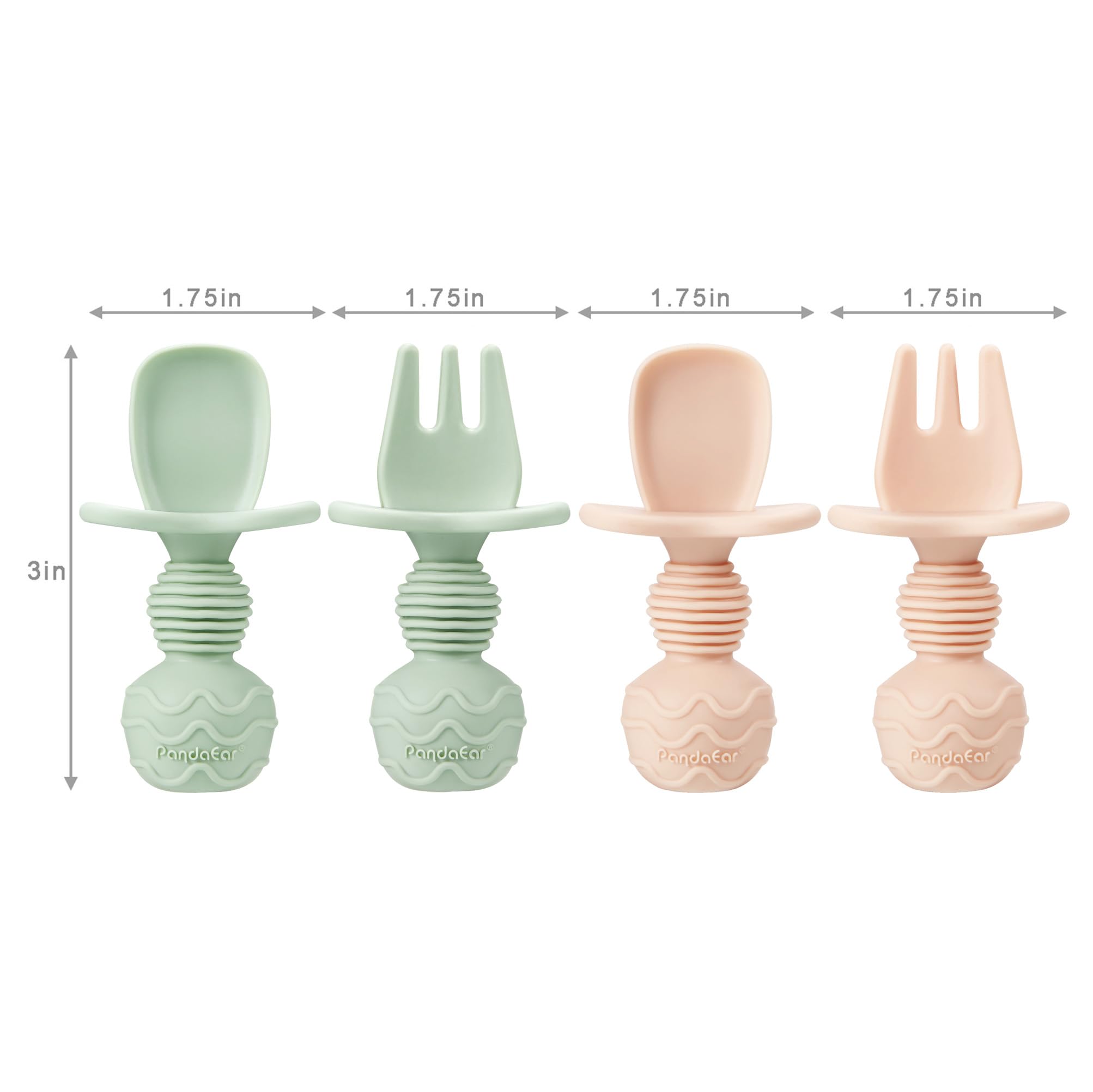 PandaEar Piatto di aspirazione in silicone per bambini bambini con 4 cucchiai auto-alimentazione