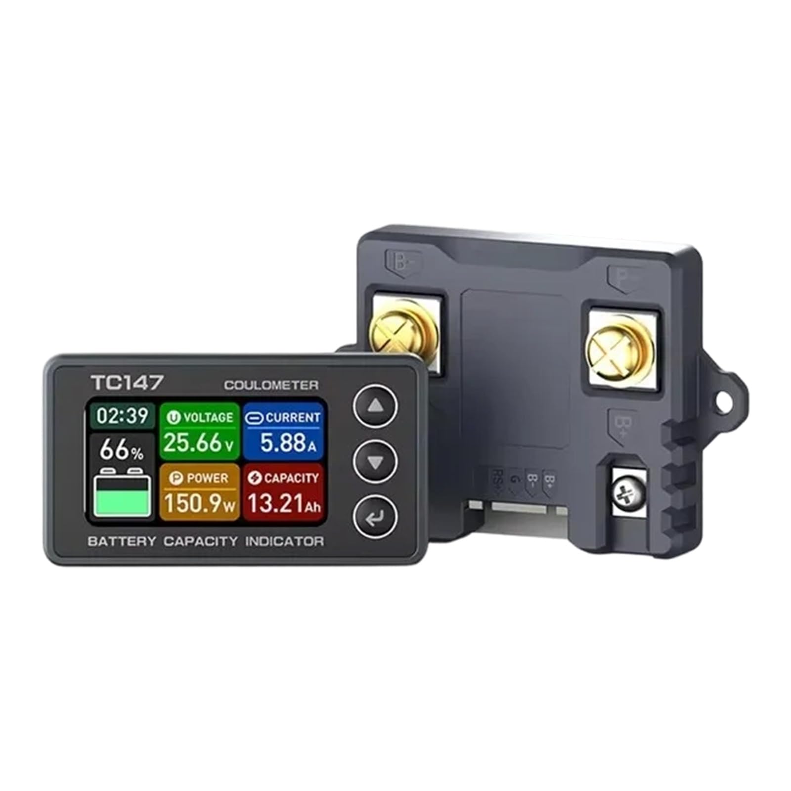 Alloneslife Cs50 30Amp / 75A Color Screen Coulomb Meter For Battery Voltages Current Power Capacity With Brightness Battery Coulomb Meter