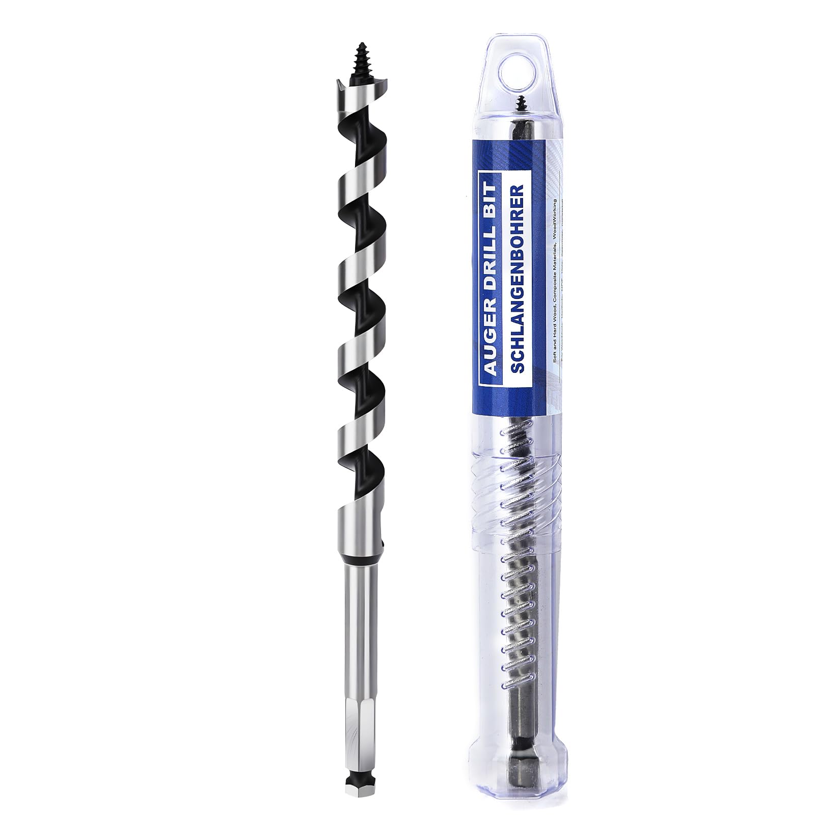 15/32 inch X 9 inch Auger Bit for Wood, 12x230mm Hex Long Auger Drill Bit for Wood,Ship, Composite Materials, Drywall and DIY Projects