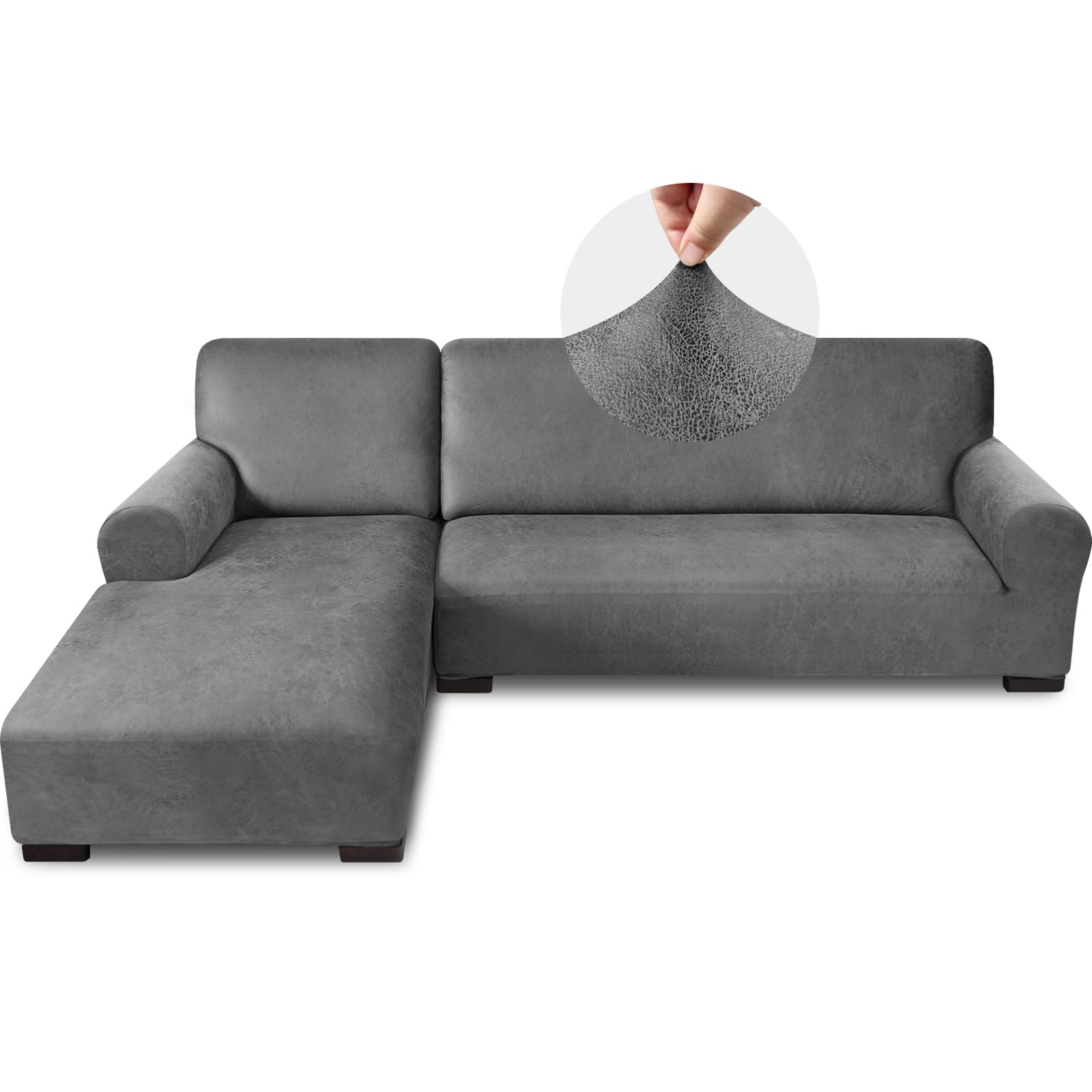 Pfrstuv Leather Look Sectional Sofa Cover
