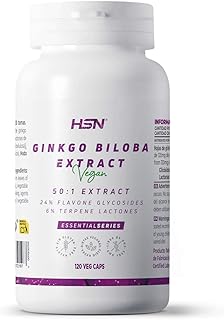 HSN Ginkgo Biloba 6000 MG Hoja Ginkgo Biloba con 28,8 MG Flavonoides y 7,2 MG Terpeno por Toma | 4 Meses de Suministro | Extracto 50x Más Concentrado | No-GMO, Vegano, Sin Gluten