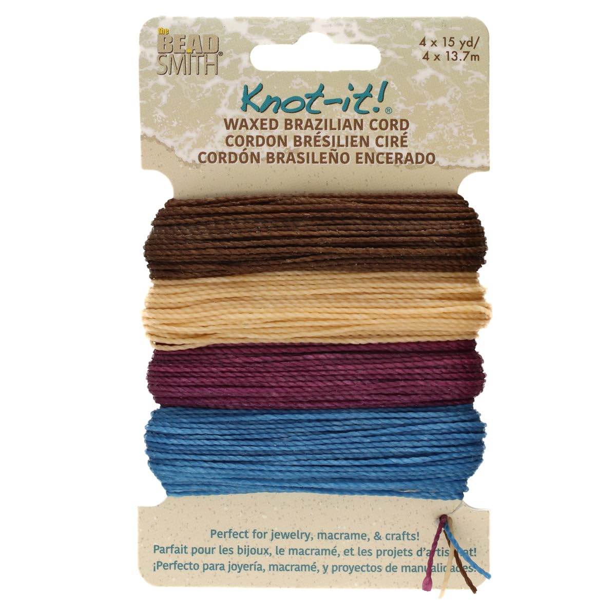The Beadsmith Knot It Waxed Polyester Cord – Adventures Calling – 1mm Diameter – 4 Cords, 15 Yards Each – Make Jewelry, Macrame, Friendship Bracelets and DIY Crafts